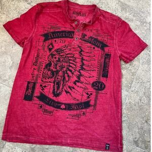 Surplus 1/4 Button Henley Short Sleeve T-shirt, Men's size M